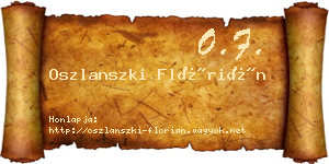 Oszlanszki Flórián névjegykártya